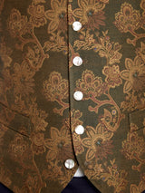 Olive Brampton Wool/ Silk Single Breasted 6 Button Waistcoat