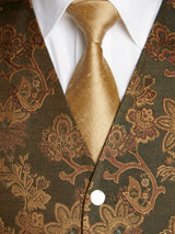 Olive Brampton Wool/ Silk Single Breasted 6 Button Waistcoat