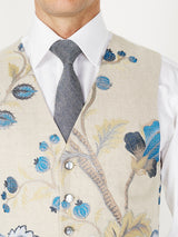 Stone Bressingham Linen Single Breasted 6 Button Waistcoat
