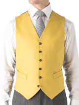 Butterscotch Yellow Wool Single Breasted 6 Button Waistcoat