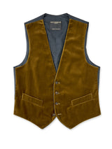 Cardamon Velvet Cotton Single Breasted 4 Button Piped Waistcoat