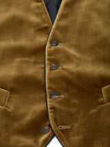 Cardamon Velvet Cotton Single Breasted 4 Button Piped Waistcoat