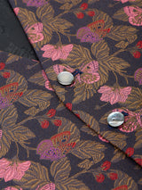 Charcoal Pink Brimstone Silk Single Breasted 6 Button Waistcoat