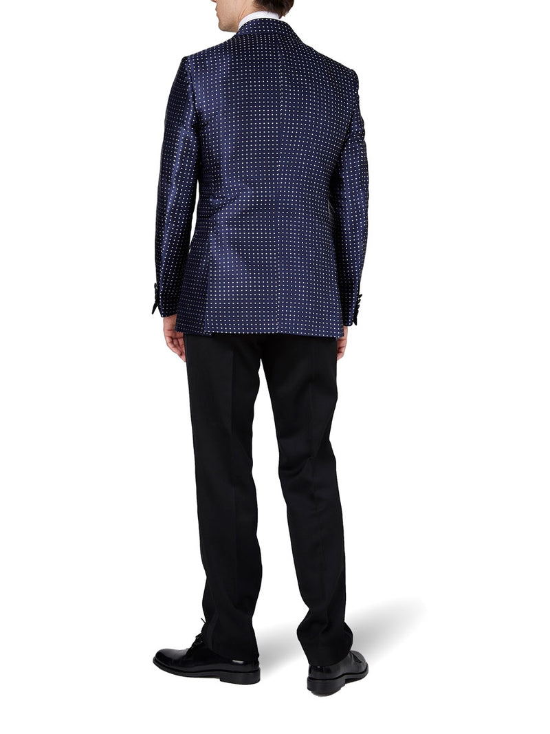 Navy Pickwick Silk Dinner Jacket