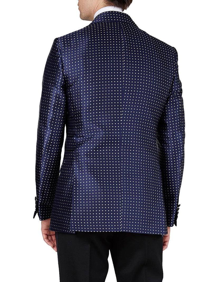 Navy Pickwick Silk Dinner Jacket