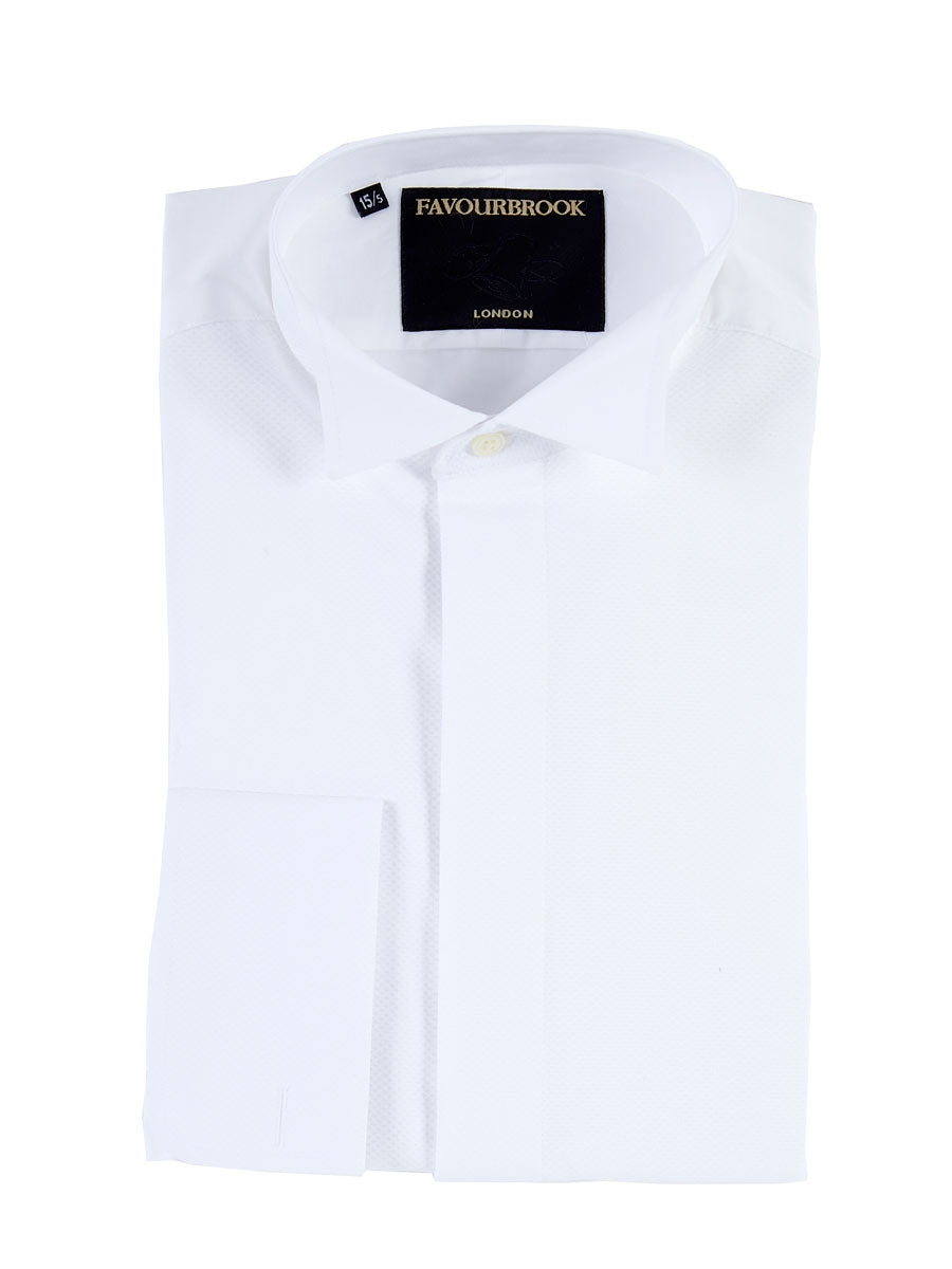 White Poplin/Marcella Cotton Wing Collar Dress Shirt