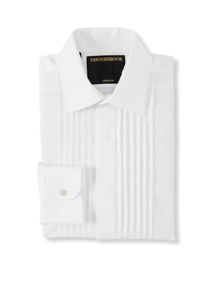 White Camo Cotton Pintuck Dress Shirt
