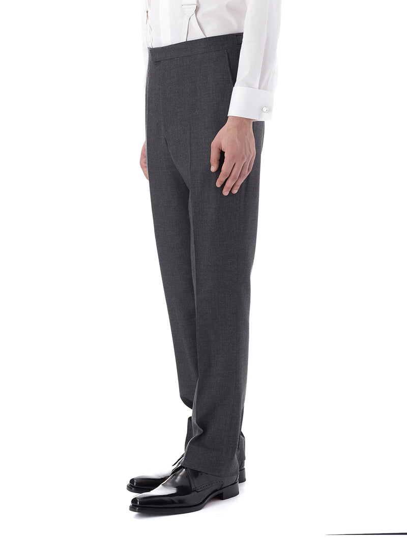 Charcoal Merino Wool Flat Front Trouser