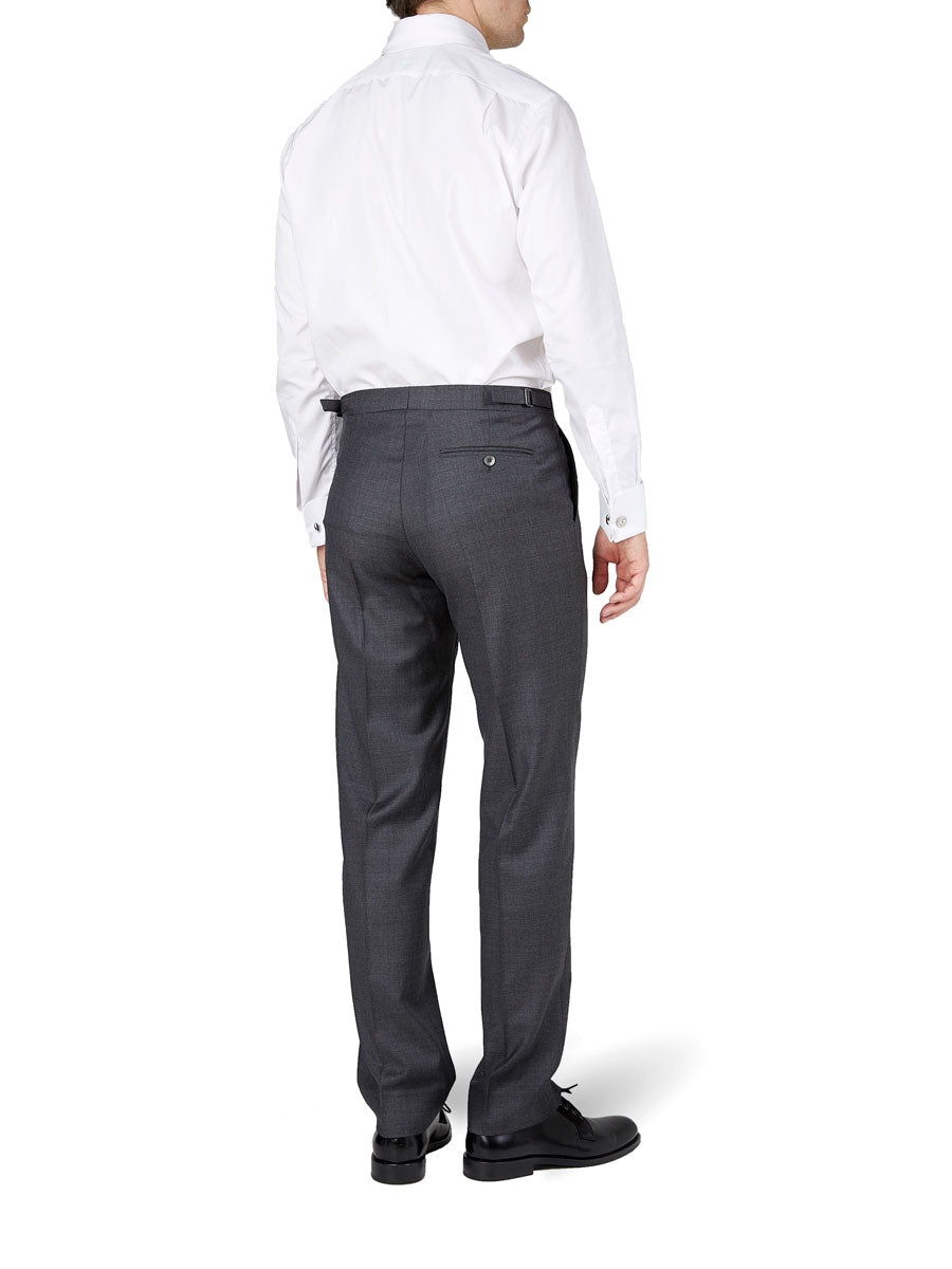 Charcoal Wellington Wool Flat Front Trouser
