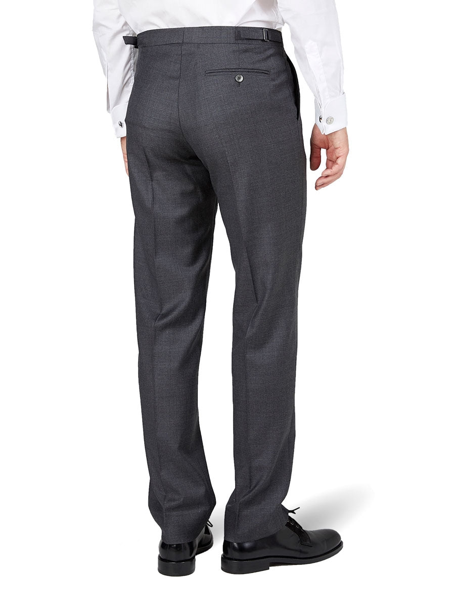 Charcoal Wellington Wool Flat Front Trouser