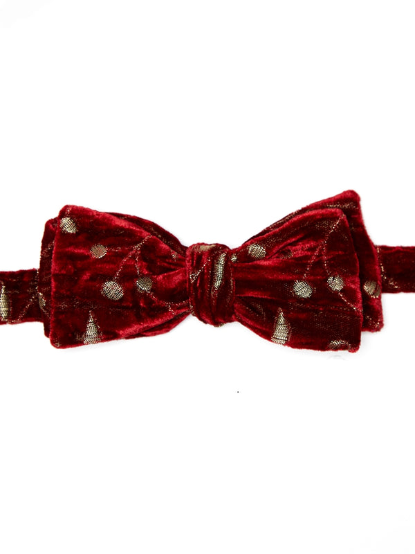Red Lurex Berries Silk/Rayon Bow Tie