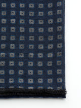 Navy Cube Wool Scarf