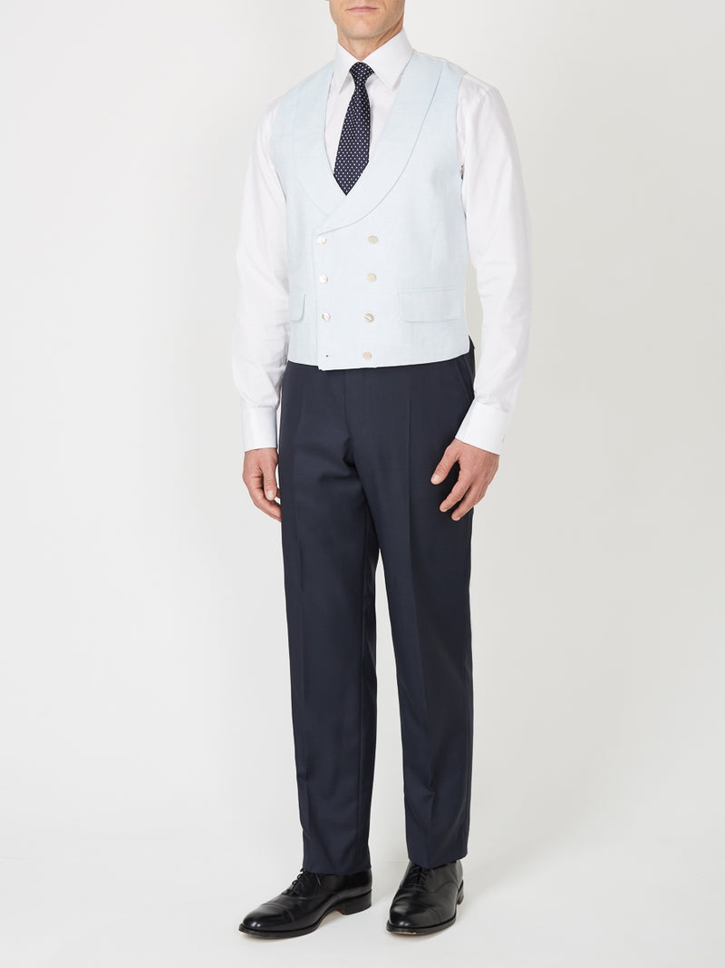 Navy Furlong Wool High-Waisted Flat-Front Trouser
